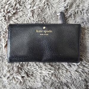 Kate Spade Black Leather Wallet with Gold Logo